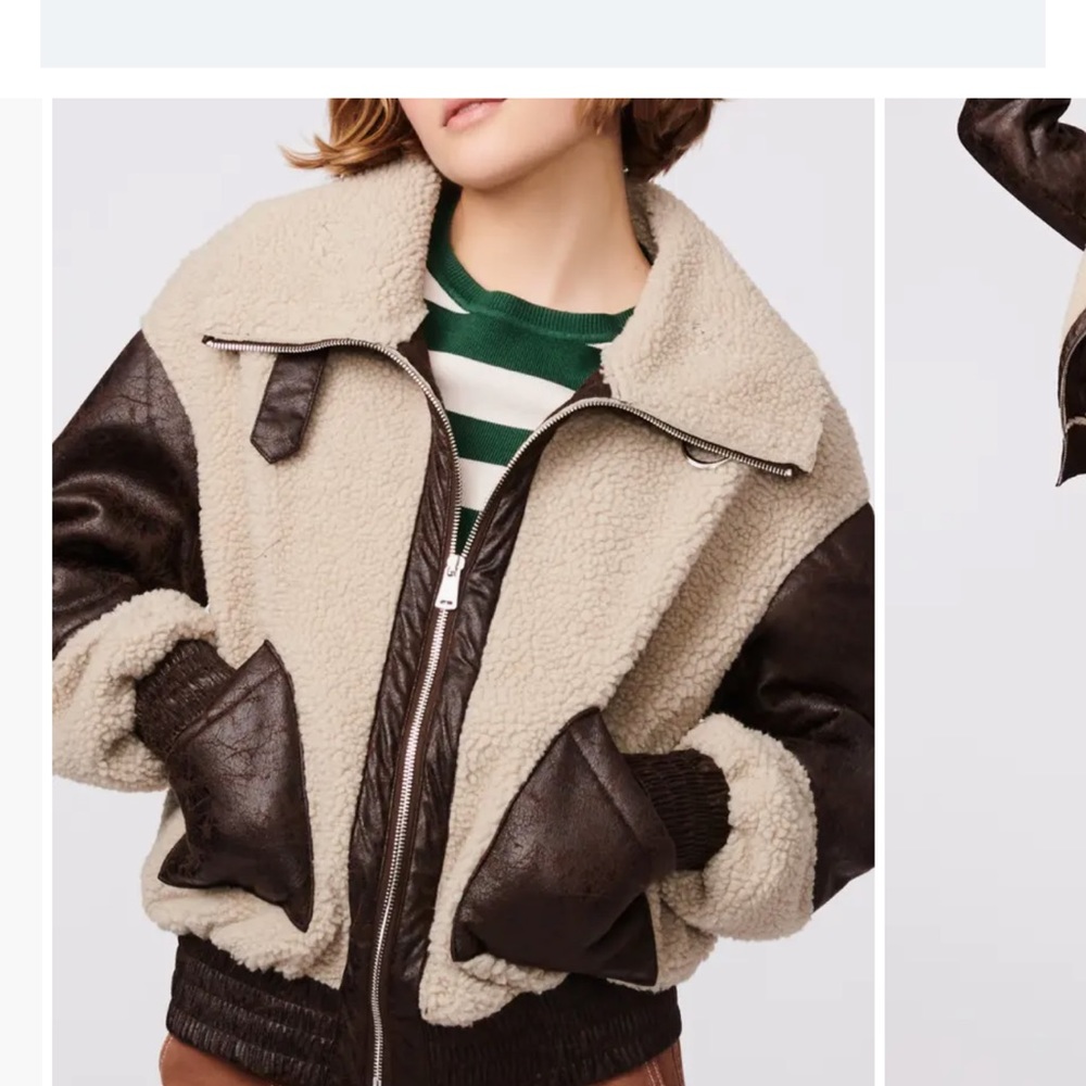 Mixed Media High Pile Fleece Bomber Jacket